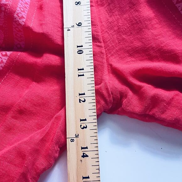 Free People Jumpsuit Size 6 Feel the Sun Red Linen Blend Wide Leg Pockets Boho - Picture 8 of 12